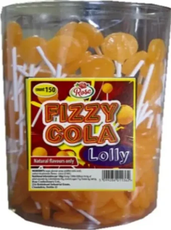 Rose Fizzy Cola Lollypop (Case of 150)