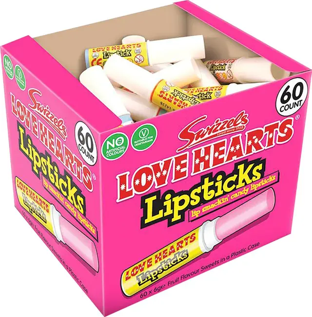 Swizzels Love Heart Lipstick Tub 6g (Case of 60)